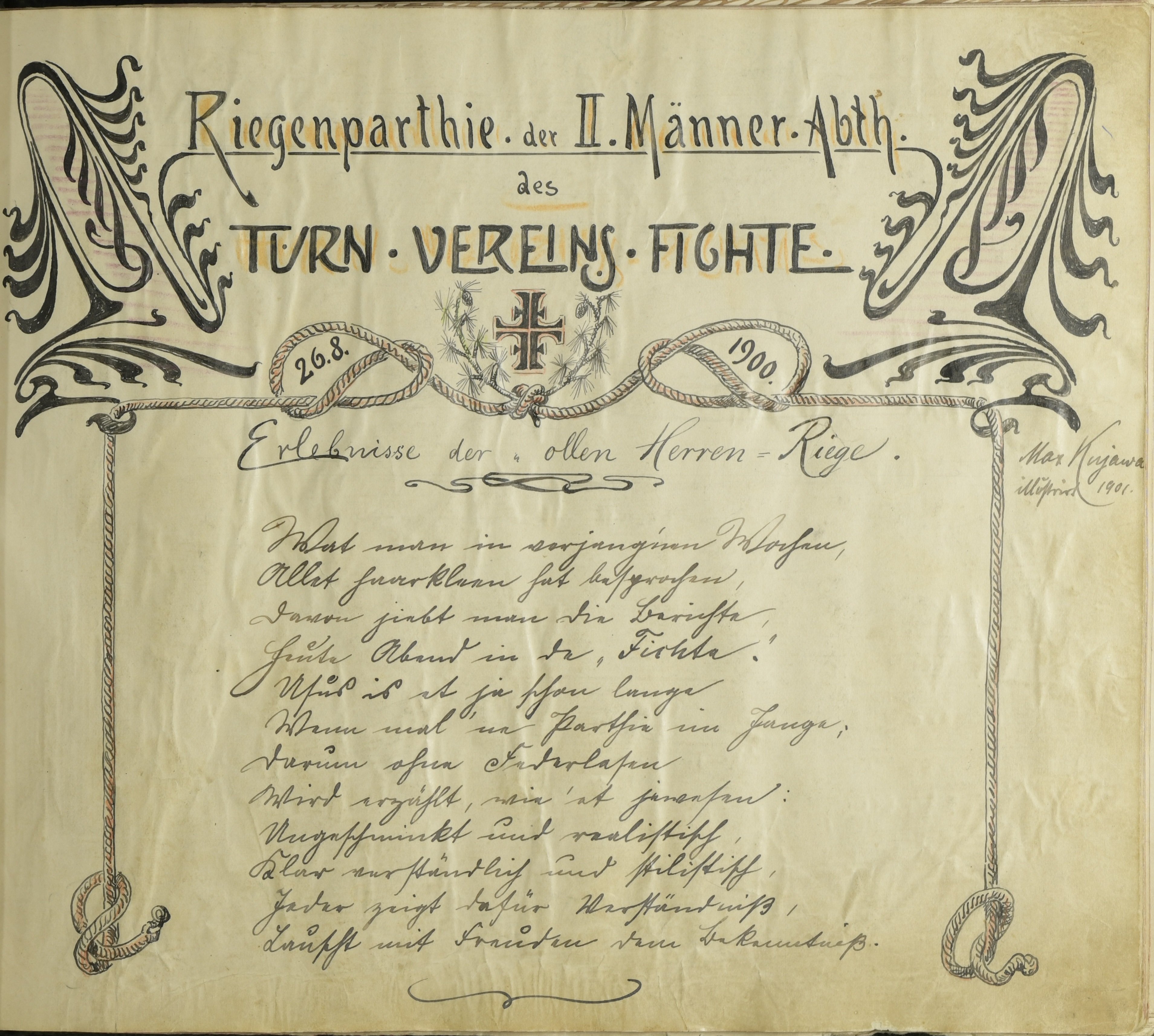 Unknown artist, Riegenparthie der II. Männer Turnverein Fichte, S. 34