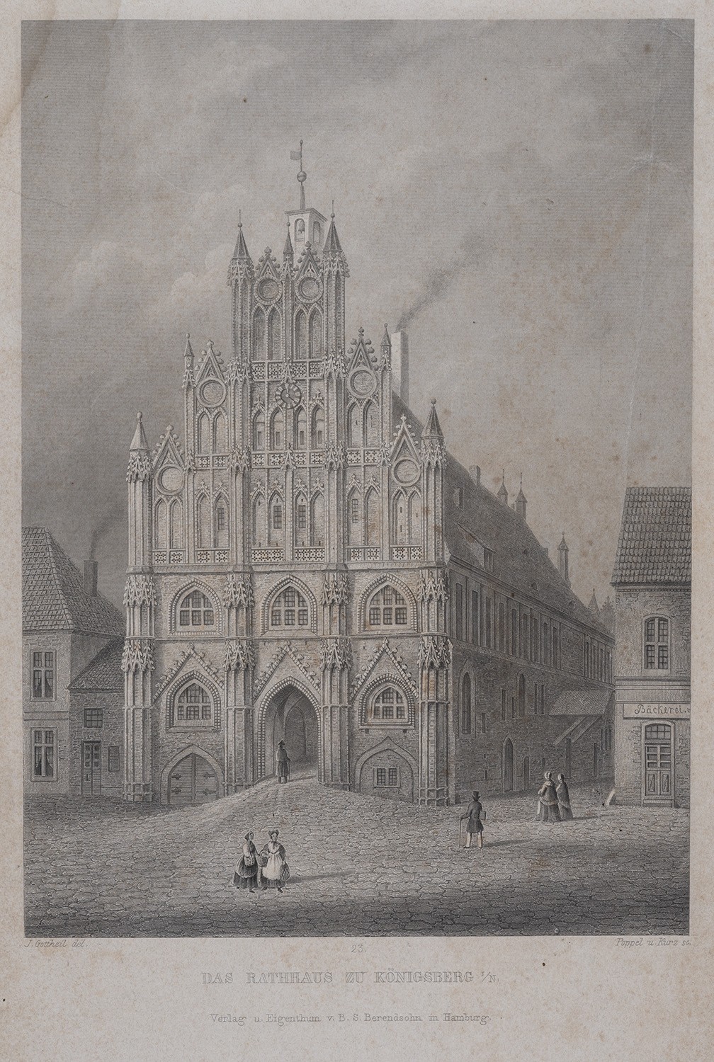 B. S. Berendsohn (Hamburg), Königsberg/Neumark [Chojna]: Rathaus (Brandenburgisches Album, Blatt 23)
