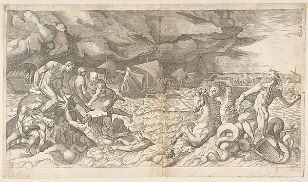 Giulio Bonasone, Neptune calming the Tempest Aeolus raised against the Fleet of Aeneas
