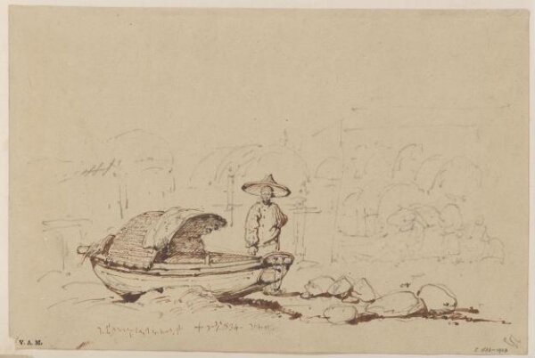George Chinnery, A boatman beside a beached Tanka boat