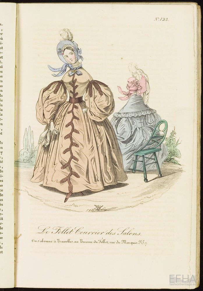 Unknown artist, Modeprent (in kleur) uit 'Le Follet Courier des Salons' 1835-10-12