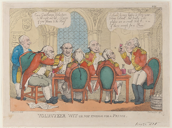 Thomas Rowlandson, Volunteer Wit or Not Enough for a Prime