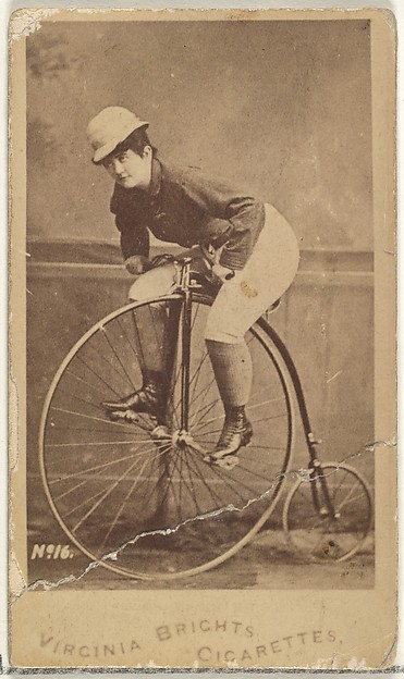 Allen & Ginter, Card 16, from the Girl Cyclists series (N49) for Virginia Brights Cigarettes