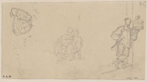 George Chinnery, Sketches of Chinese figures, and a basket
