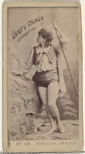 W. Duke, Sons & Co., Card Number 43, Vernona Jarbeau, from the Actors and Actresses series (N145-4) issued by Duke Sons & Co. to promote Cameo Cigarettes