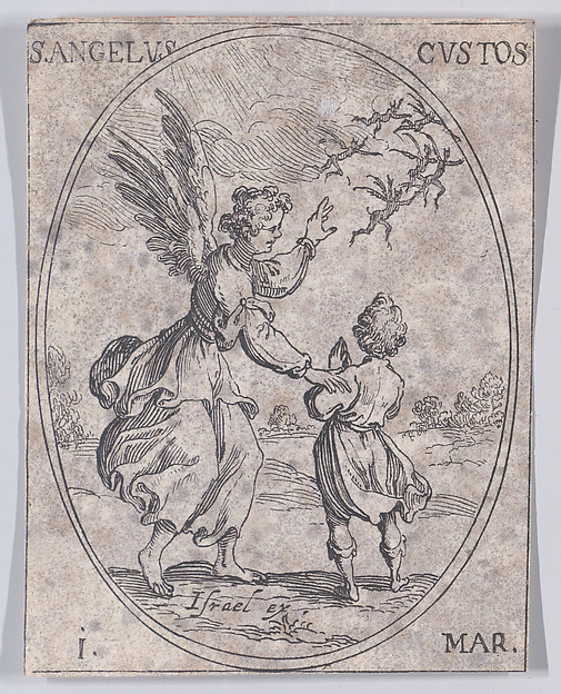 Jacques Callot, Le S. Ange Gardien (The Guardian Angel), March 1st, from "Les Images De Tous Les Saincts et Saintes de L'Année" (Images of All of the Saints and Religious Events of the Year)