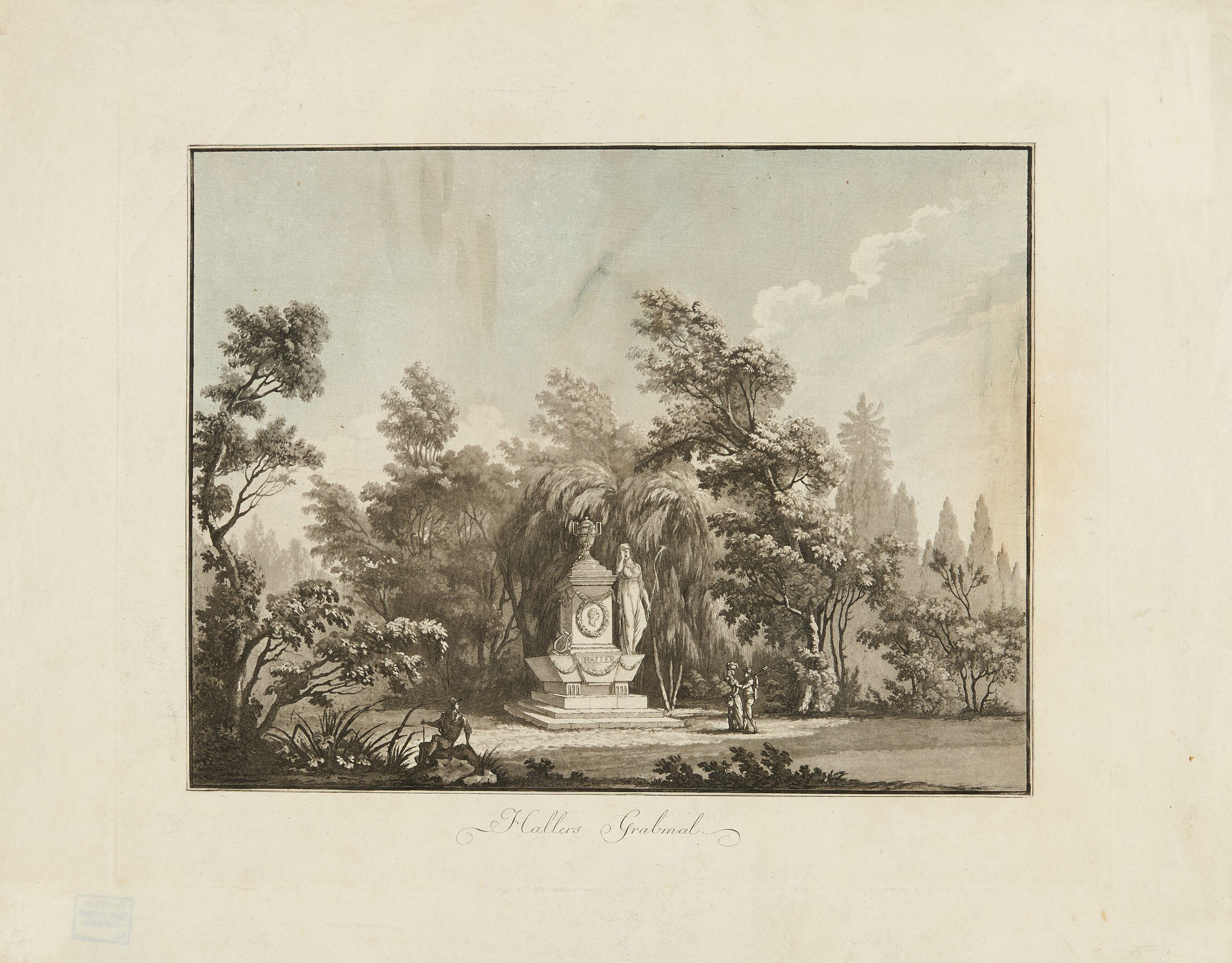 Viktor Heideloff, "Hallers Grabmal" in den Anlagen von Schloss Hohenheim 1795