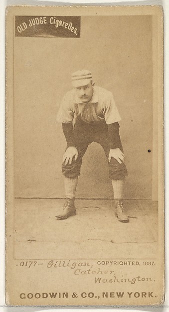 Goodwin & Company, Andrew Bernard "Barney" Gilligan, Catcher, Washington Nationals, from the Old Judge series (N172) for Old Judge Cigarettes