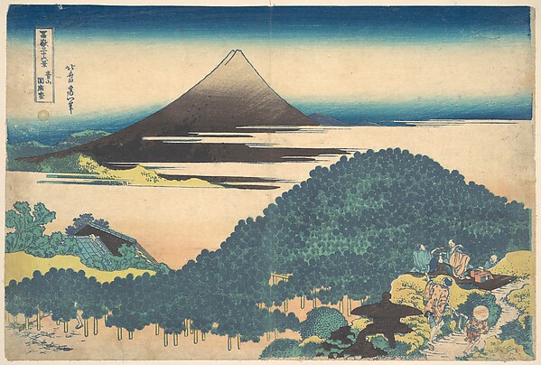 Katsushika Hokusai, Cushion Pine at Aoyama (Aoyama enza no matsu), from the series Thirty-six Views of Mount Fuji (Fugaku sanjūrokkei)
