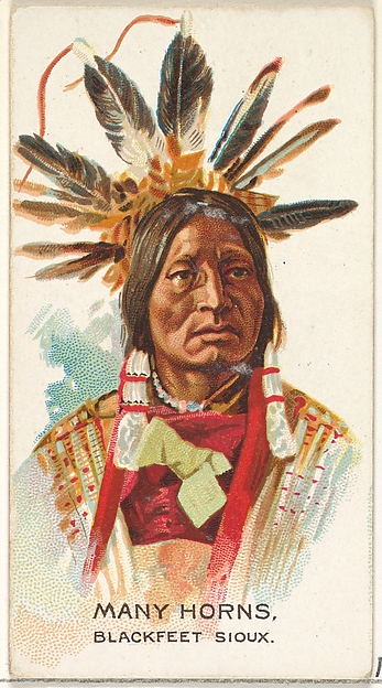 Allen & Ginter, Many Horns, Blackfeet Sioux, from the American Indian Chiefs series (N2) for Allen & Ginter Cigarettes Brands
