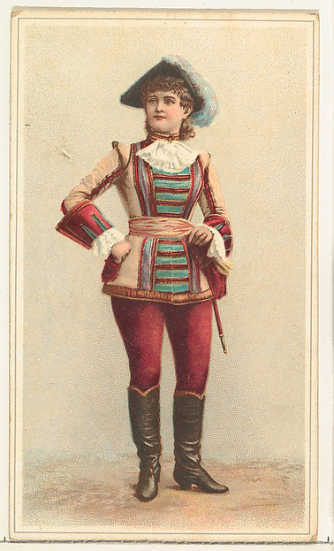 W. Duke, Sons & Co., Actress wearing costume with sword and tri-cornered hat, from Stars of the Stage, Second Series (N130) issued by Duke Sons & Co. to promote Honest Long Cut Tobacco
