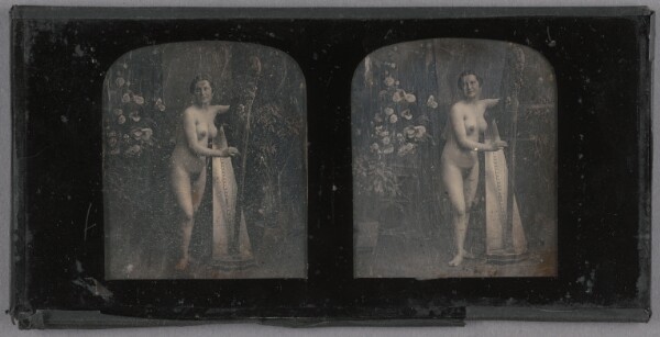 Unknown, [Standing female nude playing a harp]
