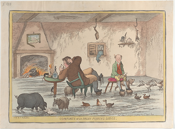Thomas Rowlandson, Comforts of an Irish Fishing Lodge
