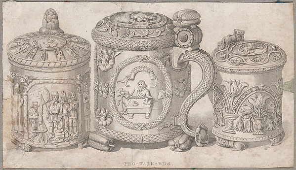 Anonymous, British, 19th century, Three Covered Tankards