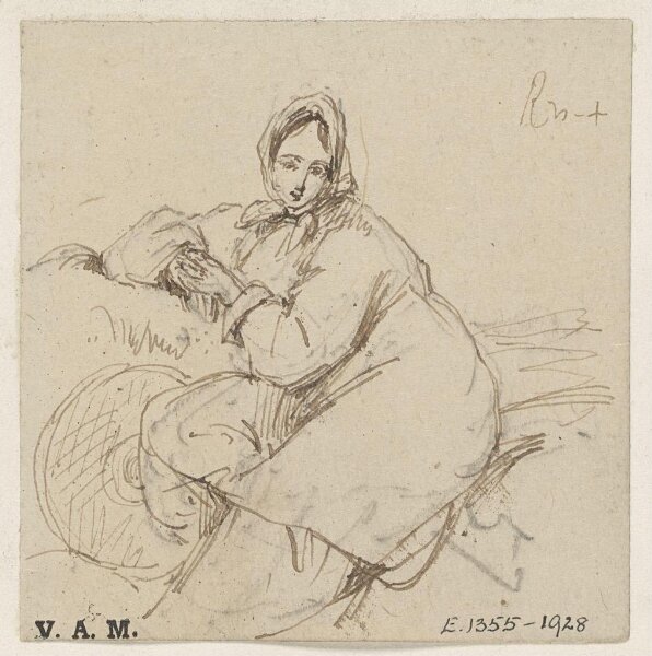 George Chinnery, A boatwoman seated by the shore, Macau