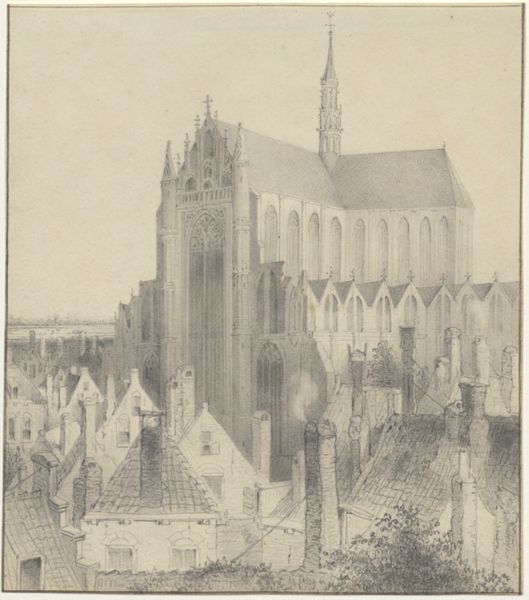 Cornet, Jacobus Ludovicus, (1815-1882), (artist), View of the Hooglandse Kerk in Leiden