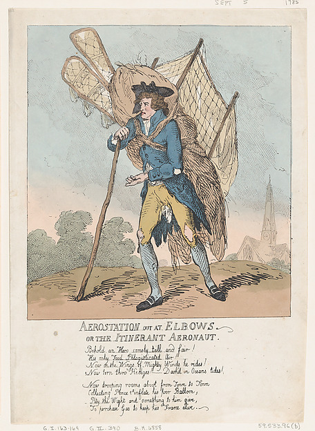 Thomas Rowlandson, Aerostation out at Elbows, or The Itinerant Aeronaut