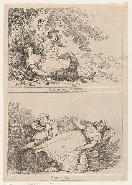 Thomas Rowlandson, Nap in the Country, Nap in Town