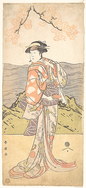 Katsukawa Shun'ei 勝川春英, The Fourth Iwai Hanshiro as a Woman Standing Beneath a Cherry Tree
