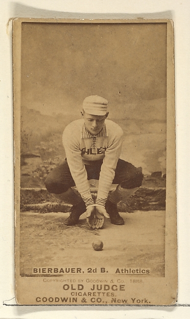 Goodwin & Company, Bierbauer, 2nd Base, Philadelphia Athletics, from the Old Judge series (N172) for Old Judge Cigarettes