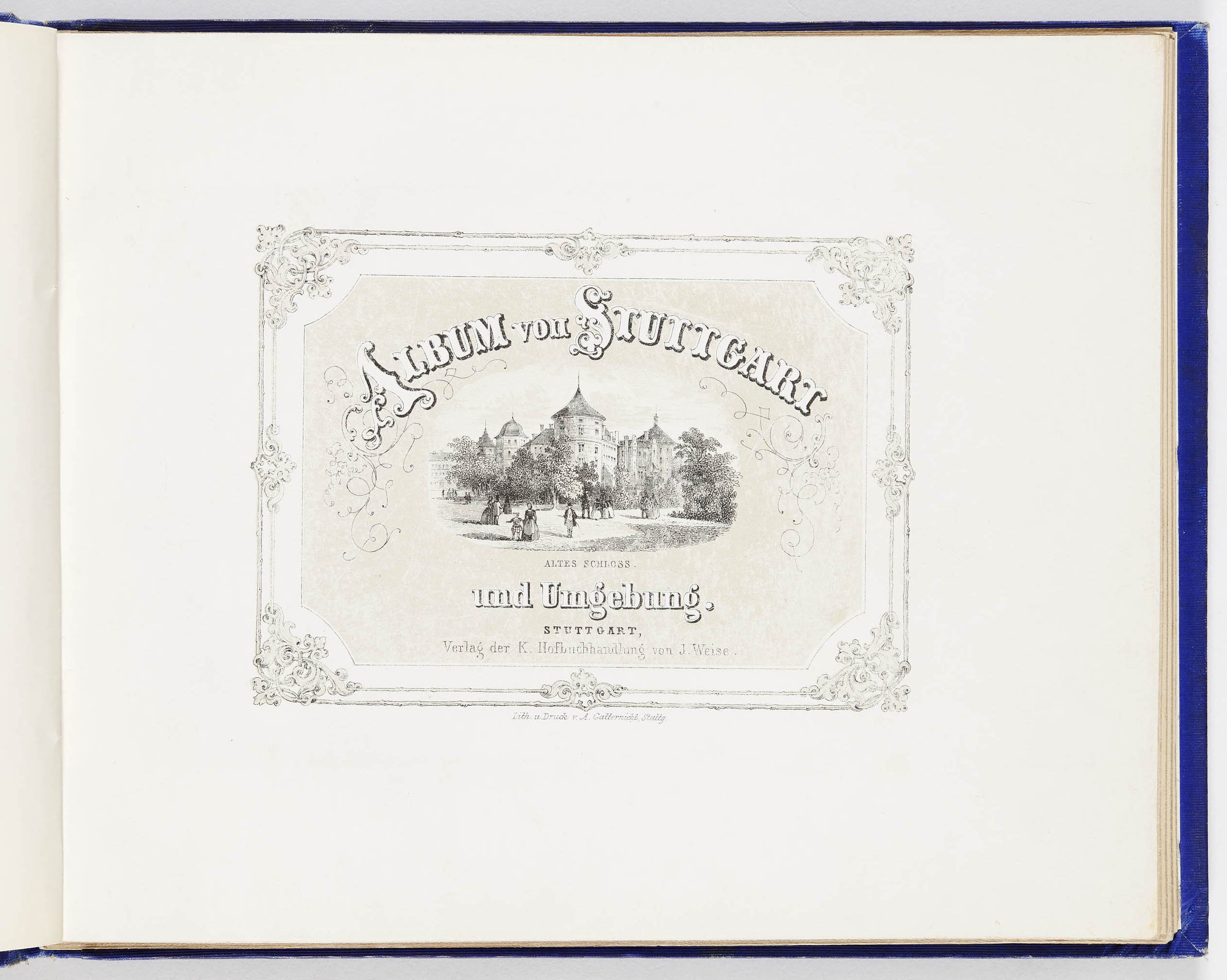 Adam Gatternicht, "Album von Stuttgart und Umgebung" - Titelblatt: Altes Schloss