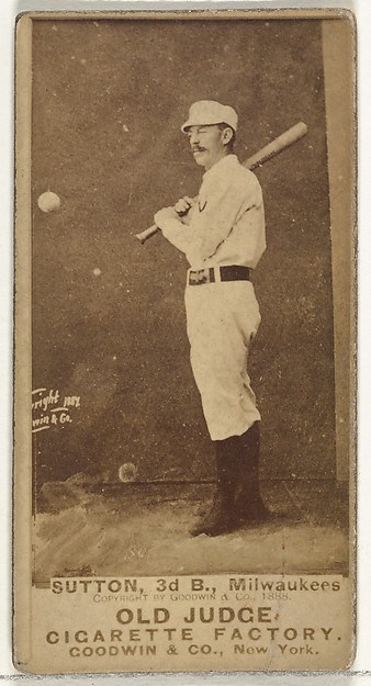 Goodwin & Company, Ezra Ballou Sutton, 3rd Base, Milwaukee, from the Old Judge series (N172) for Old Judge Cigarettes