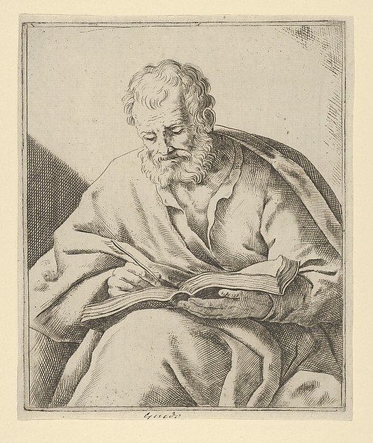 Anonymous, An old man seated and writing in a book (an evangelist?)