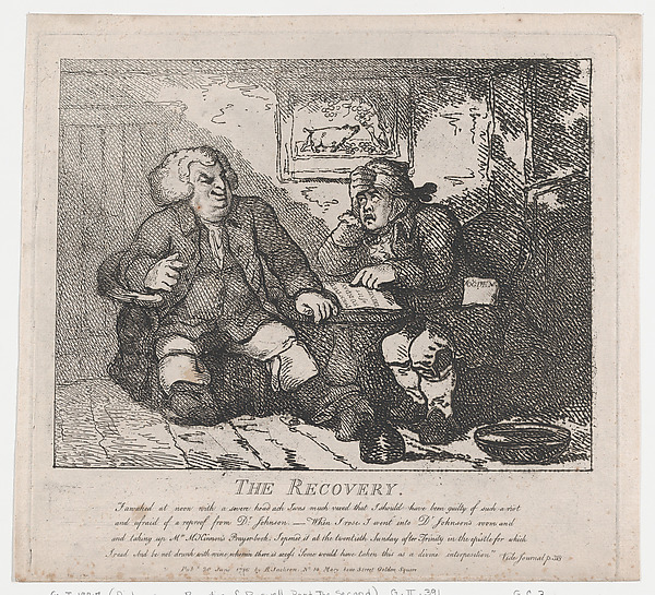 Thomas Rowlandson, The Recovery (Picturesque Beauties of Boswell, Part the Second)