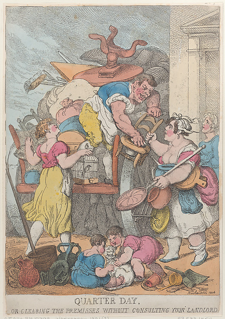Thomas Rowlandson, Quarter Day, or Clearing the Premises without Consulting Your Landlord