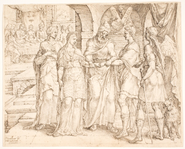 Maarten van Heemskerck, Tobias' formæling med Sara, Raquel's og Edna's datter