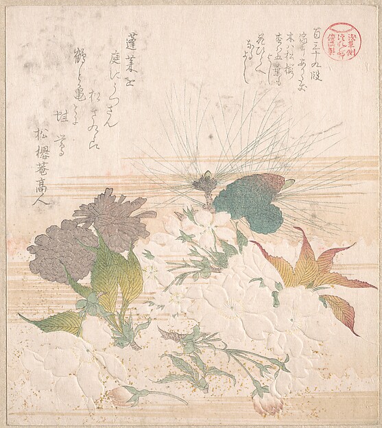 Kubo Shunman, Cherry Blossoms and Pine Cones