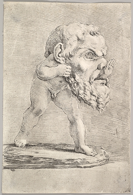 Stefano della Bella, A child wearing a large mask and inserting his hand through the mouth