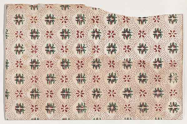 Anonymous, Sheet with overall floral and dot pattern