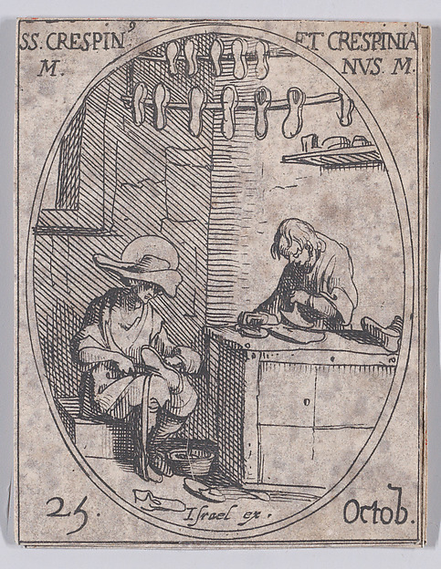 Jacques Callot, S. Crespin et S. Crespinien (St. Crispin and St. Crispinian), October 25th, from "Les Images De Tous Les Saincts et Saintes de L'Année" (Images of All of the Saints and Religious Events of the Year)