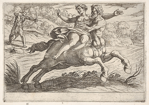 Antonio Tempesta, Nessus attempting to take Dejanira from Hercules, from "The Labors of Hercules"