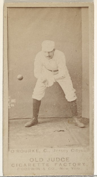 Goodwin & Company, Thomas Joseph "Tom" O'Rourke, Catcher, Jersey City Skeeters, from the Old Judge series (N172) for Old Judge Cigarettes