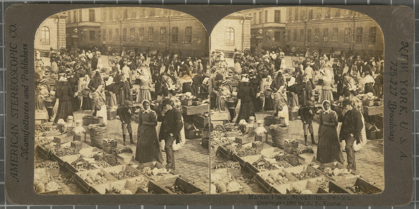 Desconegut, Market Place, Stockholm, Sweden. Justificació del títol, títol inscrit American Stereoscopic Company