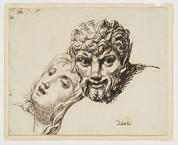 Jacques Louis David, Heads of a faun and a reclining woman (Les têtes d'une jeune femme et d'un faune)