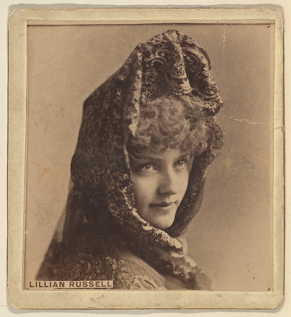 Kinney Brothers Tobacco Company, Lillian Russell, from the Actresses series (N246), Type 2, issued by Kinney Brothers to promote Sporting Extra Cigarettes