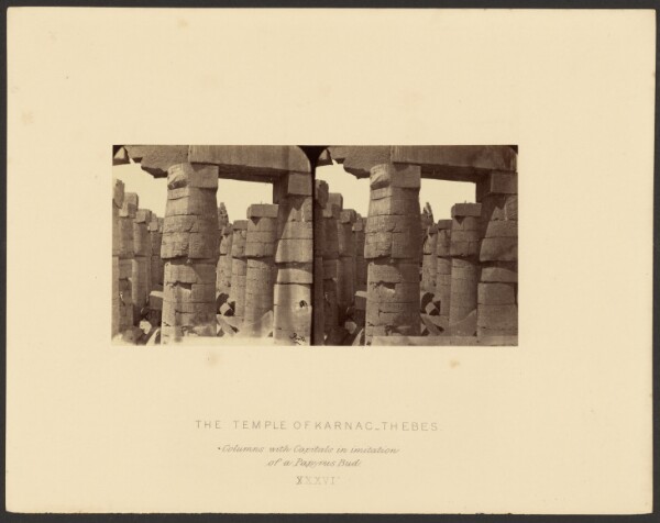 Francis Frith, The Temple of Karnac, Thebes: Columns with Capitals in imitation of a Papyrus Bud.