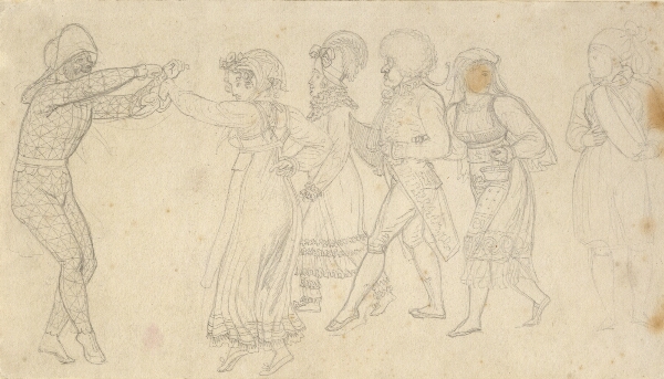 C.W. Eckersberg, Karnevalsfigurer. Udkast til maleri af det romerske karneval