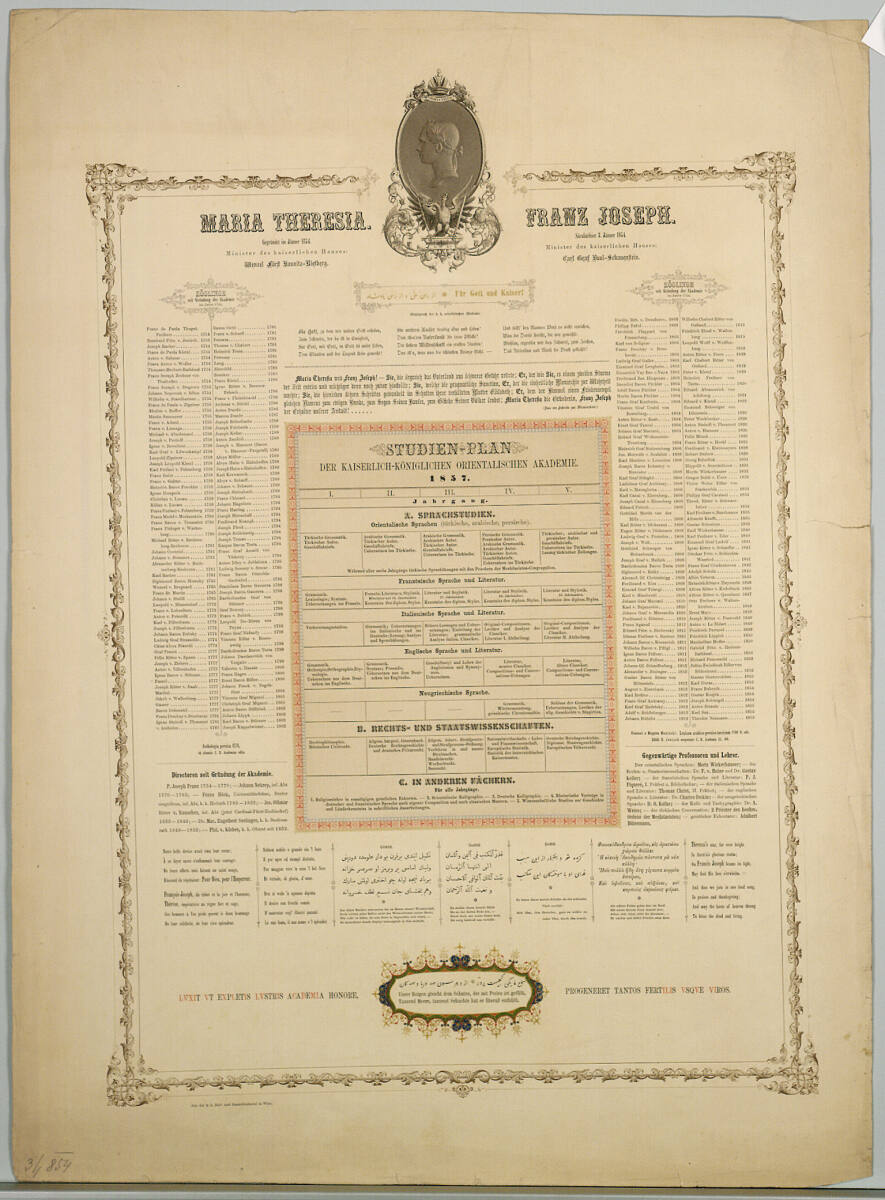Anonym, STUDIEN-PLAN DER KAISERLICH-KÖNIGLICHEN ORIENTALISCHEN AKADEMIE 1857