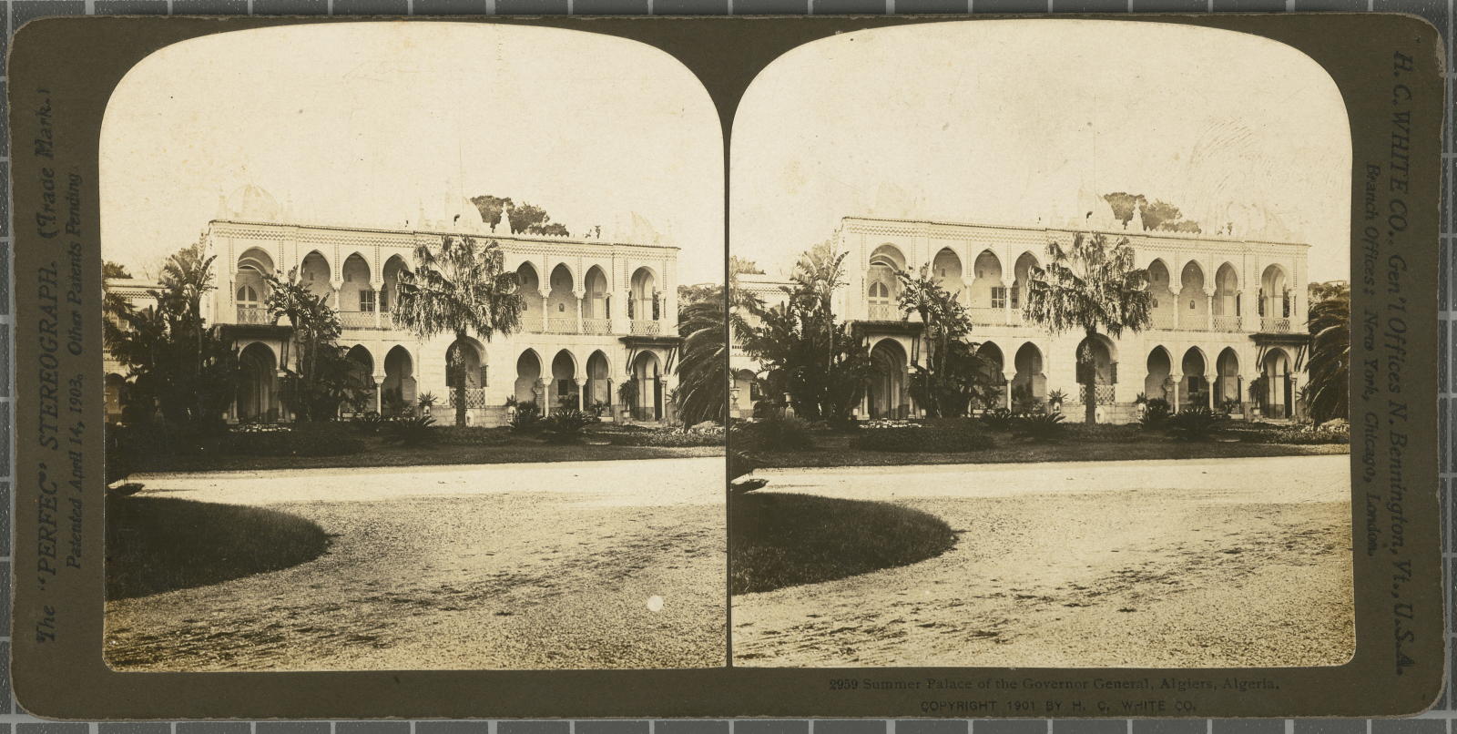 Desconegut, Summer Palace of the Governor General, Algiers, Algiera. White, H.C. & Co., The "Perfec" Stereograph