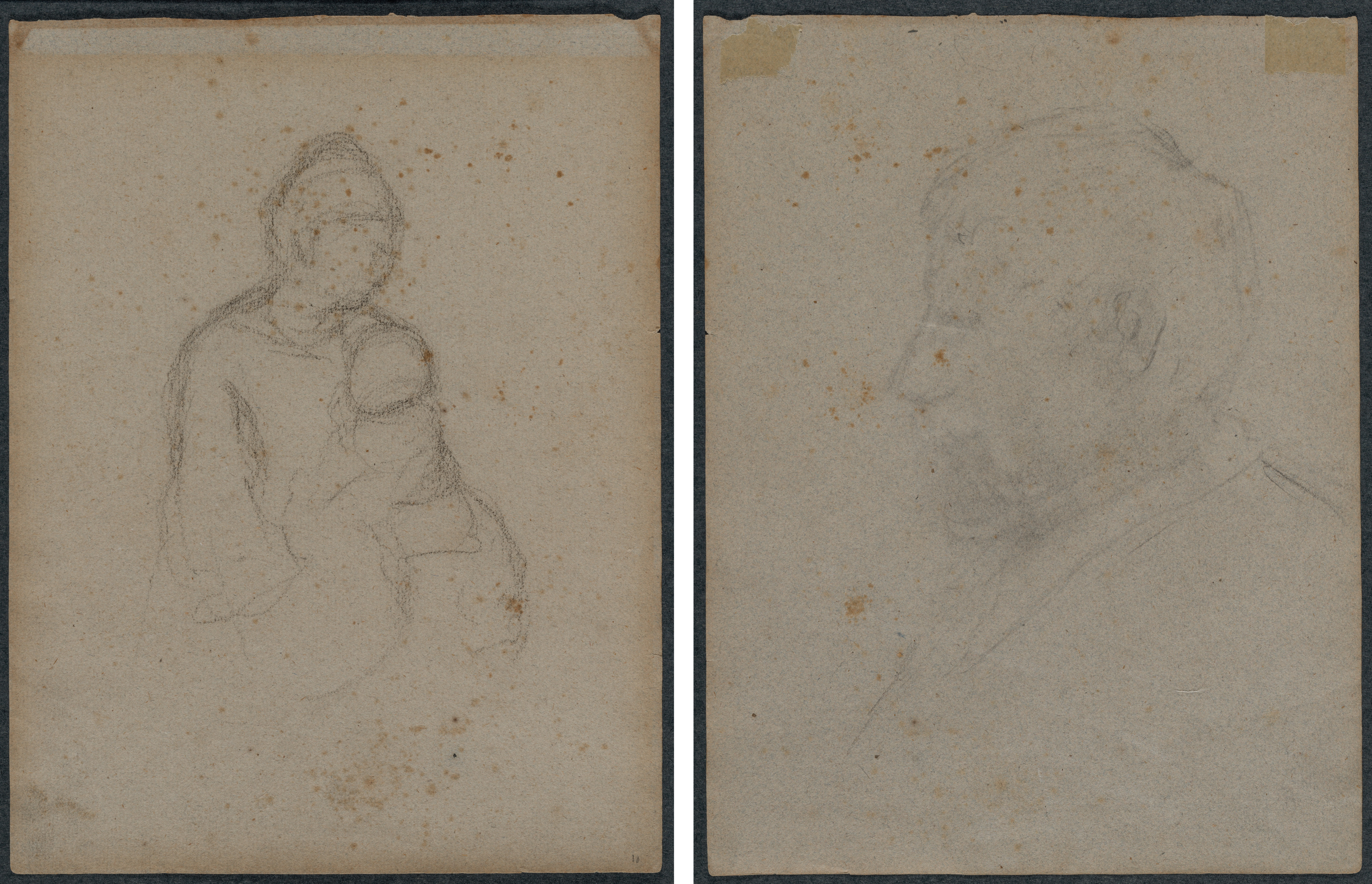Paul Gauguin, Mother and Child (recto); Profile Bust of a Man (verso)