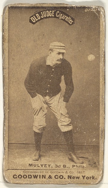 Goodwin & Company, Joseph H. "Joe" Mulvey, 3rd Base, Philadelphia, from the Old Judge series (N172) for Old Judge Cigarettes