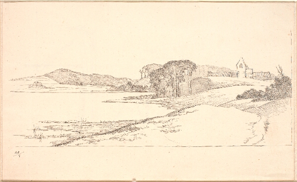 Johan Thomas Lundbye, Parti ved Søllerød Sø, t.h. kirken