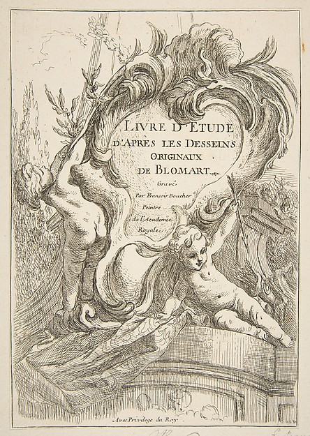 François Boucher, Title Page, from "Livre d’étude d’après les desseins originaux de Blomart"