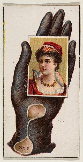 Allen & Ginter, Card Number 7, cut-out from banner advertising the Opera Gloves series (G29) for Allen & Ginter Cigarettes