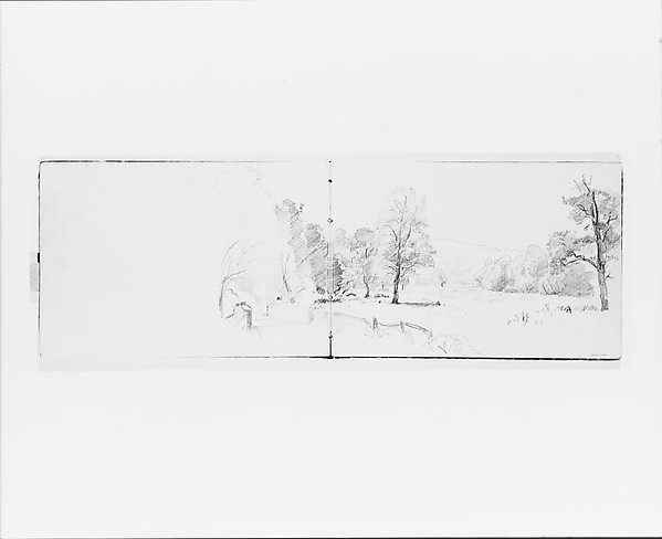 William Trost Richards, Landscape with Trees, Mountains, and Country Lane (from Sketchbook VII)