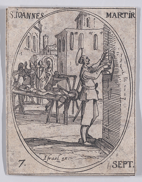 Jacques Callot, S. Jean, martyr (St. John of Nicodemia, Martyr), September 7th, from "Les Images De Tous Les Saincts et Saintes de L'Année" (Images of All of the Saints and Religious Events of the Year)